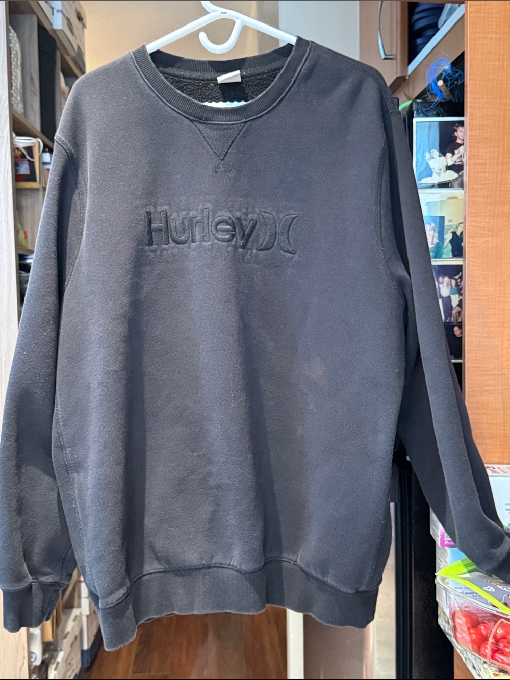 Hurley Black Embossed Logo Crewneck Sweatshirt